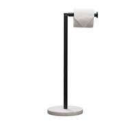 ACL Toilet Roll Holder - Modern Black Metal Stand with Round Marble Base for Contemporary Bathroom Decor (Black)