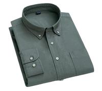 ACLCSHM Long Sleeve Work Shirts for Men, Light Stretch Casual Business Shirts Dress Solid Color Soft Breathable Button Down Cotton Shirt Regular Fit Office Formal Shirt Jacket Top Green L