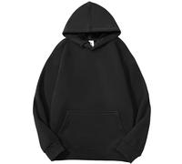ACLCSHM Mens Hoodies Pullover, Long Sleeve Plush Lined Hoodies Pullover Plain Loose Couple Fleece Sweatshirt With Drawstring Pockets Comfort Warm Relaxed Oversized Hoody Tops For Men Women Black M