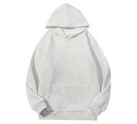 ACLCSHM Mens Hoodies Pullover, Long Sleeve Plush Lined Hoodies Pullover Plain Loose Couple Fleece Sweatshirt With Drawstring Pockets Comfort Warm Relaxed Oversized Hoody Tops For Men Women Grey Whit