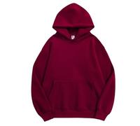 ACLCSHM Work Hoodies For Men, Stylish Long Sleeve Plush Lined Hoodies Pullover Loose Couple Fleece Sweatshirt With Pockets Comfort Warm Relaxed Oversized Hoody Tops For Men Women Burgundy 3Xl