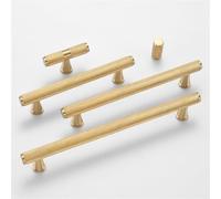 ACLDOYYV Gold Knurled/Textured Simple Kitchen Cabinet Knobs and Handles Drawer Pulls Bedroom Knobs Brass T Bar Cabinet Hardware 1Pcs (Color : 4124-128mm)