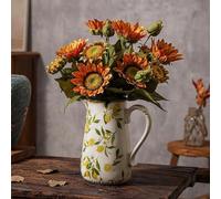 Aclema Lemon Vintage Vase with Handle, Ceramic Rustic Decorative Farmhouse Pitcher Flower Vases for Home Decor, Living Room, Table, Shelf 7 inch