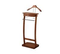ACLFF Solid Wood Suit Rack with Pants Bracket, Metal Valet Stand with Heavy Base, Wooden Clothes Valet with Tie Holder, for Living Room, Office, Bedroom 39x30x112.2CM