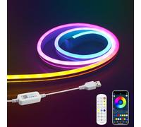 Aclorol 1M 5V Neon LED Strip RGB+IC Smart LED Strip Lights for Bedroom Music Sync Color Changing IP65 Wateroof Neon Rope Light Flexible USB Powered for Gaming Living Room Cabinet Party Home DIY Decor