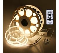 Aclorol 20M 220V COB LED Strip Light Waterproof IP67 Warm White 3000K Dimmable LED Light Strip with Remote Control Flexible and Bright for Outdoor Garden Commercial Building 288leds/M