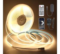 Aclorol 24V COB LED Strip Warm White 3000K 15M Dimmable LED Strip Light with APP Remote Control and Power Supply for Bedroom Kitchen Cabinet DIY Home Decoration CRI90+ 8mm Width 320LEDs/M