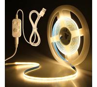 Aclorol 5V USB COB LED Strip with Motion Sensor 2M 640Leds Dimmable Movement Activated Auto ON/Off Under Bed Lights Warm White COB Flexible Lights for Stairs Under Bed Cabinet TV Monitor CRI>85 3000K