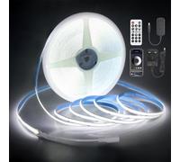 Aclorol COB LED Strip Light 15M White 6000K Dimmable 24V LED Strip for Bedroom Super Bright Flexible Tape Lights with RF Remote & Power Supply for Living Room Bookshelf Home Lighting Projects CRI90+