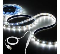 Aclorol LED Strip 5 m Cool White 6000 K 300 LEDs 5 V Dimmable Light Strip LED Self-Adhesive with USB Connection for TV Backlight Bedroom Wardrobes Kitchen Cupboards Lighting