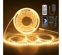 Aclorol LED Strip Light 10M Warm White 24V Dimmable LED Strip Light for Bedroom 5mm Width Flexible Tape Light with Self-Adhesive Cuttable for Kitchen Under Cupboard Bed Shelf Wardrobe 1200 LEDs 3000K