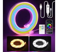 Aclorol RGB IC CCT Neon LED Strip 1M 5V Individually Addressable LED Strip with Remote APP Control Dimmable Smart Flexible Rope Lights with Adhesive for Bedroom Gaming Room Wall Decor TV Backlight