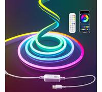 Aclorol RGB+IC LED Neon Strip Lights 2M USB Addressable LED Rope Strip 5V Dimmable Neon Light Flex Music Sync with App Control Waterproof for Bedroom Indoor Outdoor Gaming Room Bar Party Decoration