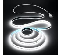 Aclorol USB Led Light Strip 1M COB Strip Lights 5V Daylight Cold White 6000K 3.28FT 320Leds Flexible TV Led Lights USB Powered 1M for Under Cabinet Kitchen Living Room Shelving or Displays