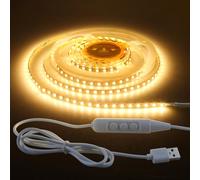 Aclorol USB LED Light Strip 2M with Switch Warm White 3000K Dimmable 5V TV Backlights 5mm Width LED Tape Light Self Adhesive for Bedroom Headboard Kitchen DIY Lighting Decoration 120LEDs/m CRI85+