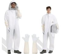 ACLUYSKA CLUYSKA Professional Bee Suit for Men & Women, Sting Proof Beekeeping Suit with Sheepskin Glove (M)