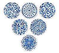 Acme Designs Set of 6 Coasters for Drinks Absorbing Round Ceramic Stone Coaster with Cork Base,Tabletop Protection Mat for Mugs and Cups,Office,Kitchen Many Pattern (Indigo Blue Series)