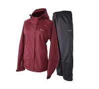 Acme Projects Rain Suit (Jacket + Trousers), 100% Waterproof, Breathable, Taped Seam, 10000mm/3000gm, YKK Zipper (Women's, 42, Burgundy)