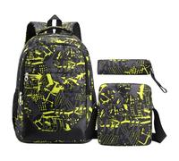 ACMEDE 3 Piece School Bag Set for Teens Large Capacity 14 Inch Secondary College Student Backpack with Shoulder Bag and Pencil Case for Girls Boys Lightweight Bookbag Rucksack Casual Daypack