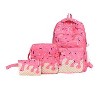 ACMEDE 3pcs Girl's School Backpack Shoulder Bag with Ice Print, red pink, Taille unique, Casual