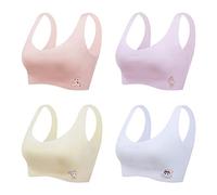ACMEDE 4 Pack Girls Training Bra Sports Bra Teens Girls Seamless Thin Padded First Bra Teenage Girl Wireless Bras Underwear Girls Wide Strap Bralette Bra Tops for Girls 6-16 Years