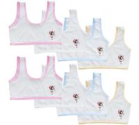 ACMEDE 8 Pieces Girls Cotton Training Bra Crop Bra Young Girls Seamless Sports Bras Puberty Children Soft Breathable Underwear Teenage Kids Crop Vest Tops Size 4-16 Years