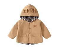 ACMEDE Baby Hooded Jacket 12-24 Months Toddler Cotton Breathable Coats Outwear Kids Windbreaker Cardigans Boys Girls Plain Spring Autumn Coats with Cute Cartoon 2-6 Years