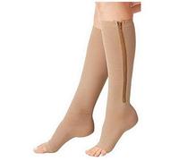 ACMEDE Compression Socks with Open Toe Leg Support Stocking Knee High with Zipper 15-20 mmHg Best for Flight and Travel - Varicose Prevention, Swelling Reduction 1 Pairs