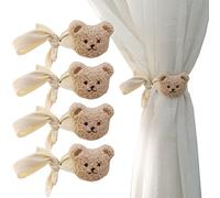ACMEDE Curtain Tie Backs, 4 Pcs Cartoon Bear Curtain Tiebacks Curtain Rope, Cotton Tie Ropes for Window Curtain Tie Back Tie Holder Drape Decor for Home Living Room Bedroom, 82cm - Beige