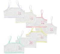 ACMEDE Girls Cotton Crop Top Camisoles, 7 Pack Cute Cartoon Rabbit Tops for Puberty, White, 8-12 Years