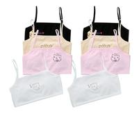 ACMEDE Girls Crop Camisole Tops,8 Pieces Cotton Sports Bra for Kids White Vest Dance Crop Top Soft Underwear Training Bra 4-16 Years