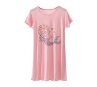 ACMEDE Girls Nightdress Lovely Strawberry Princess Nighties Dress Ruffle Short Sleeve Sleep Gown Comfy Modal Sleepwear Nightgowns Cartoon Fruit Soft Nightdress for Girls 2-9 Years