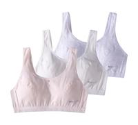 ACMEDE Girls Sports Bras Cotton Non Wired Seamless Training Bra Breathable Bralettes for Teens Girls First Crop Top Vest Underwear with Small Fish Print 34-42A