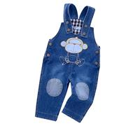 ACMEDE Jumpsuit Unisex Baby Dungarees Cartoon Animal Pattern Toddler Boys Girls Denim Jeans Overalls Roll Up Jumpsuit Children Bib Denim Dungarees Cute Baby Boys Girls Overall (Blue, 12-18 Months)