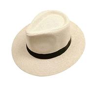 ACMEDE Men's Classic Fedora Hat Stylish Straw Panama Fedora Hat Gentleman Jazz Hat for Beach Party Outdoor for Men Women Unisex Fedora Trilby Hat Summer Sun Hat with Wide Black Band