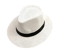 ACMEDE Men's Classic Fedora Hat Stylish Straw Panama Fedora Hat Gentleman Jazz Hat for Beach Party Outdoor for Men Women Unisex Fedora Trilby Hat Summer Sun Hat with Wide Black Band