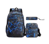 ACMEDE Primary School Backpack with Shoulder Bag and Pencil Case for Children Boys College Large Travel Bags 6th 5th 4th 3rd CM2 CM1, Blue, 3er packs, Classic