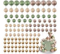 Acmee 115 PCS Ball Cake Toppers - Mini Balloon Cake Decorations Matcha Green Light Brown Khaki Gold Foam Ball Cupcake Picks DIY Cake Insert Toppers for Baby Shower Birthday Party Wedding
