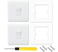 Acmerota 10A Electric Wall Light Switch 1 Gang 2 Way Curved Edge White 13 A 250 V A.C Single Wall Switch Pannel for Home Office School with 2Pcs Light Switch Surround
