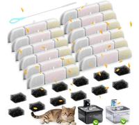 Acmerota 12 Packs Cat Fountain Filters for DownyPaws FurSink 1.0 & 2.0 DPWFP6 with Activated Carbon Medical Stone Lon Exchange Resin Includes 12 Sponges for Pump 1 Cleaning Brush