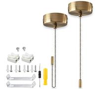 Acmerota 2 PCS Bronze Pull Cord Light Switch Bathroomm 200cm Ceiling Mounted Switch Easy to Install for Bathroom Bedroom Kitchen Living Room With Cord & Toggle 2 Connector (Retro Bronze)