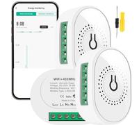 Acmerota 2 Sets WiFi Smart Switch Relay Power Statistics DIY Breaker Module 16A 2 Way Neutral Wire Require Mini WiFi Smart Light Switch Compatible with Alexa, Google Home via Smart Life APP