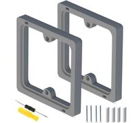Acmerota 2Pcs 1 Gang Square Spacer Single Socket Spacer Grey 0.39IN/10MM Stackable Square Spacer Frame Back Box Plate for Light Switches Pattress Box Increased Installation Space
