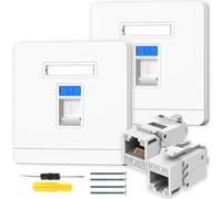 Acmerota 2Pcs CAT6 Gigabit Network Socket RJ45 Socket Cat6 Ethernet Wall Sockets Ethernet Single Port RJ45 Network Wall Plate, for CAT6/CAT5E/CAT5 Cable with 2 Keystone Jack, CAT6 Setup for Printers…