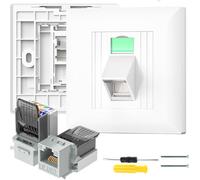 Acmerota 2Pcs RJ45 Socket Cat6 Ethernet Wall Socket RJ45 Socket Faceplate Wall Plate Single Angled Port Faceplate CAT6 Gigabit Network Plate, with Tool Free Keystone Jack Modular