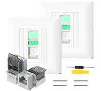 Acmerota 2Pcs RJ45 Socket CAT6A Gigabit Network Socket Ethernet RJ45 LAN Cable Faceplate Single Port Faceplate, with Tool Free Modular, Interference Resistance, High Bandwidth