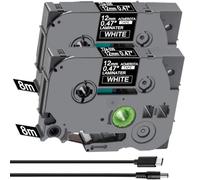 Acmerota 2Pcs TZe-335 Label Tape Replace for Brother TZe-335 12mm x 8m White on Black for P-Touch Label Tape for P-Touch PT-E110 H100R H110 H101C H108 E100 H100LB H105