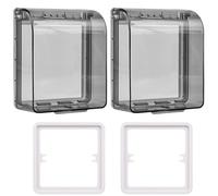 Acmerota 2Pcs Waterproof Wall Switch Socket Outlet Cover Splash Guard Box Cover Wall Switch Face Plate Panel Box Childproof Electrical Outlet & Plug Cover Box, Transparent Black