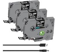 Acmerota 3 Pack TZe-315 Label Tape Replace for Brother TZe325 6mm*8m Tz-315 Tz315 Laminated Tape White on Black for Brother P-Touch PTE550 PTP750 PTD210 PTD45