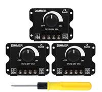 Acmerota 3Pcs LED Dimmer Controller Switch Rotary Dimmer 12V-24V 30A 144W PWM LED Dimmer Switch for Led Strip Light Single Color Single Color LED Strip Lighting Lamp Tape Light